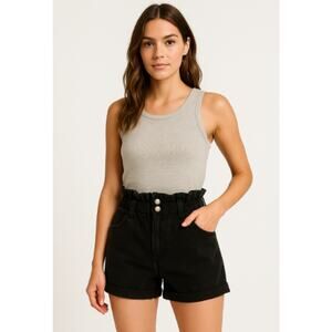 Shasa Denim Paperbag Shorts Y2K High Rise Black Size 3